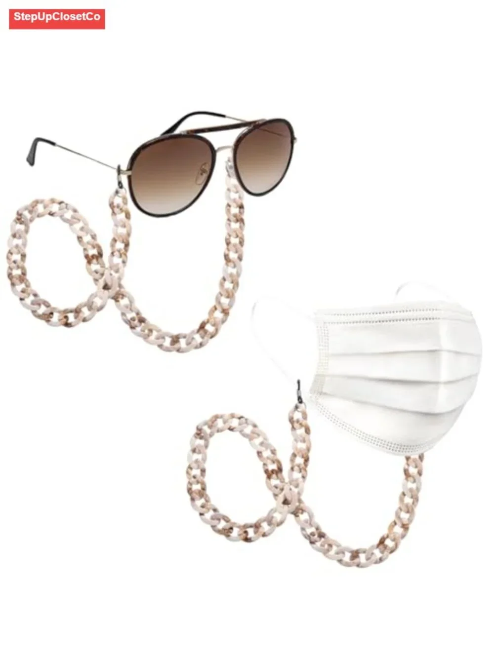 Acrylic Bead Eyeglass Chains with Adjustable Silicone Buckles - Anti-Loss